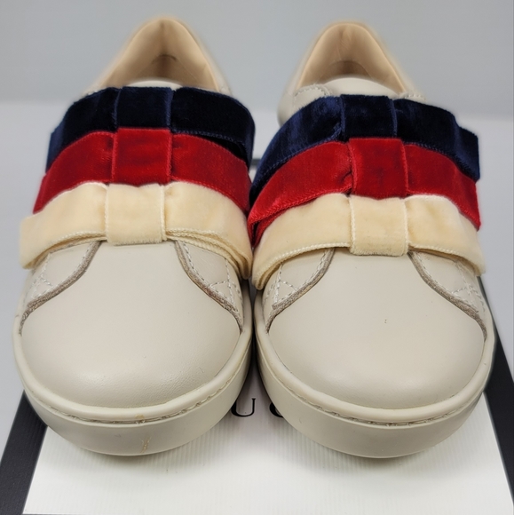 👟👟👟GUCCI Bow-detailed printed leather sneakers for Girls. Wow - Picture 3 of 7